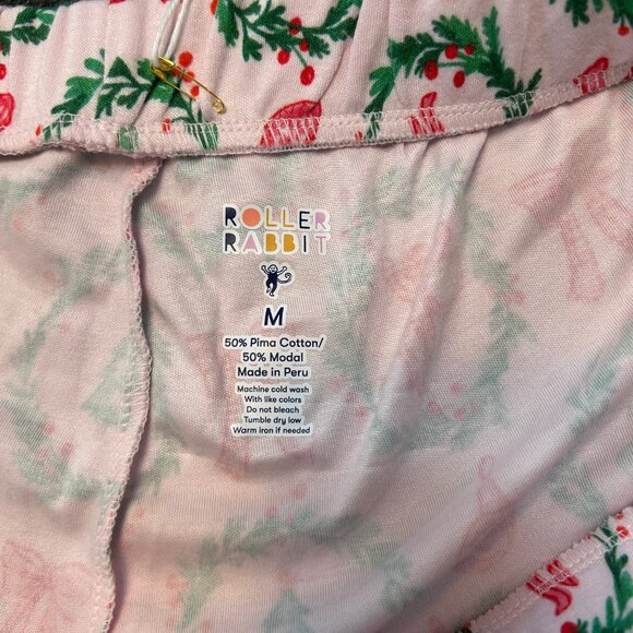 Roller Rabbit Tis the Season Hayden bottom Lily top Pink Christmas Pajamas M - Picture 6 of 7